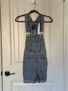 GAP Stonewash Blue Denim Short Overalls